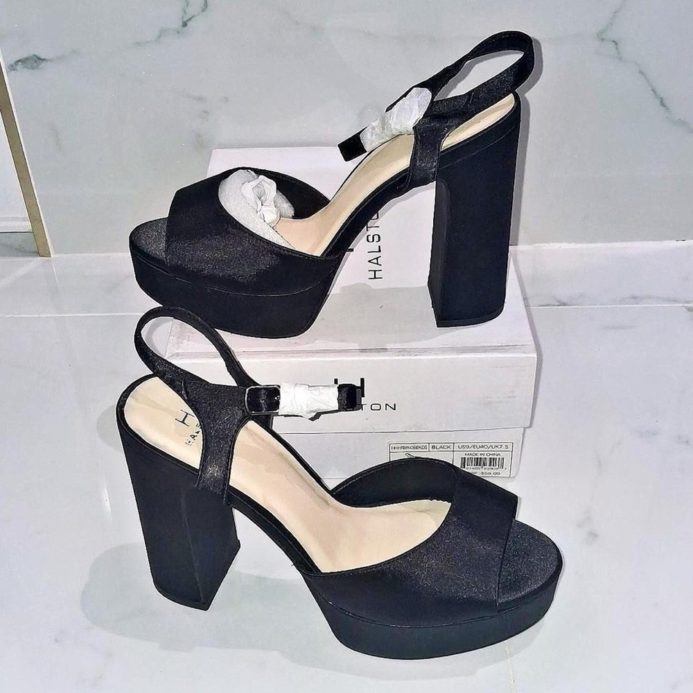Halston Black 5 inch Platform Heels